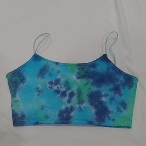 LuFeng Blue tie dye crop top bralette cami spaghetti strap M